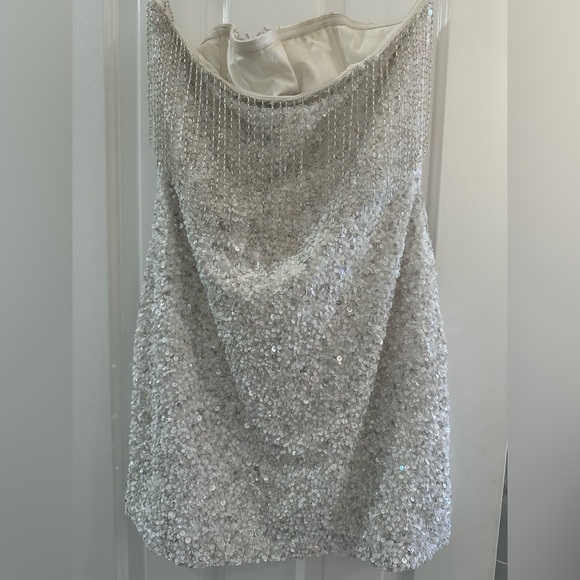 Revolve Cassandra Strapless Tube Dress - White, Silver, Sequin - Picture 4 of 7